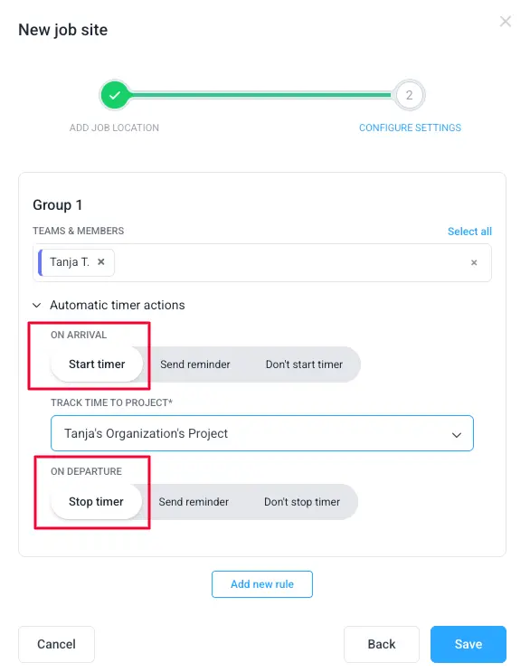 Start/stop timer in Hubstaff on arrival/departure