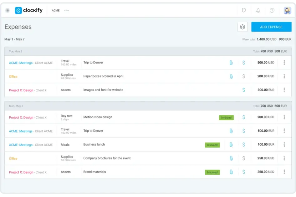 Track project-related fees for easier invoicing