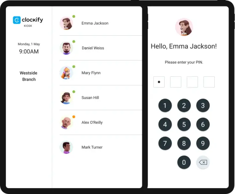 Using Clockify’s Kiosk to clock in and out