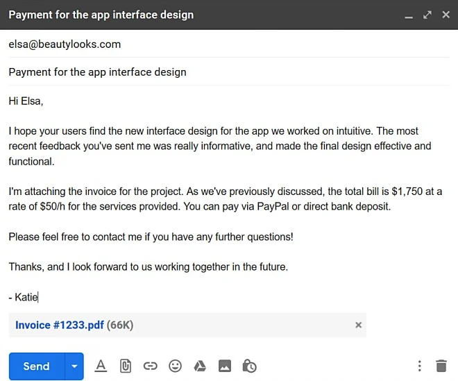 An example of a reminder email