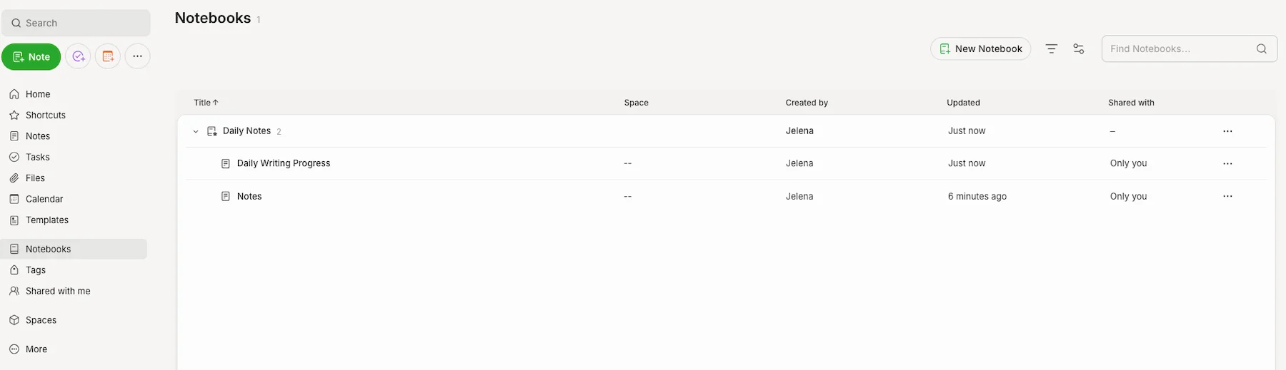 Creating Notebooks in Evernote