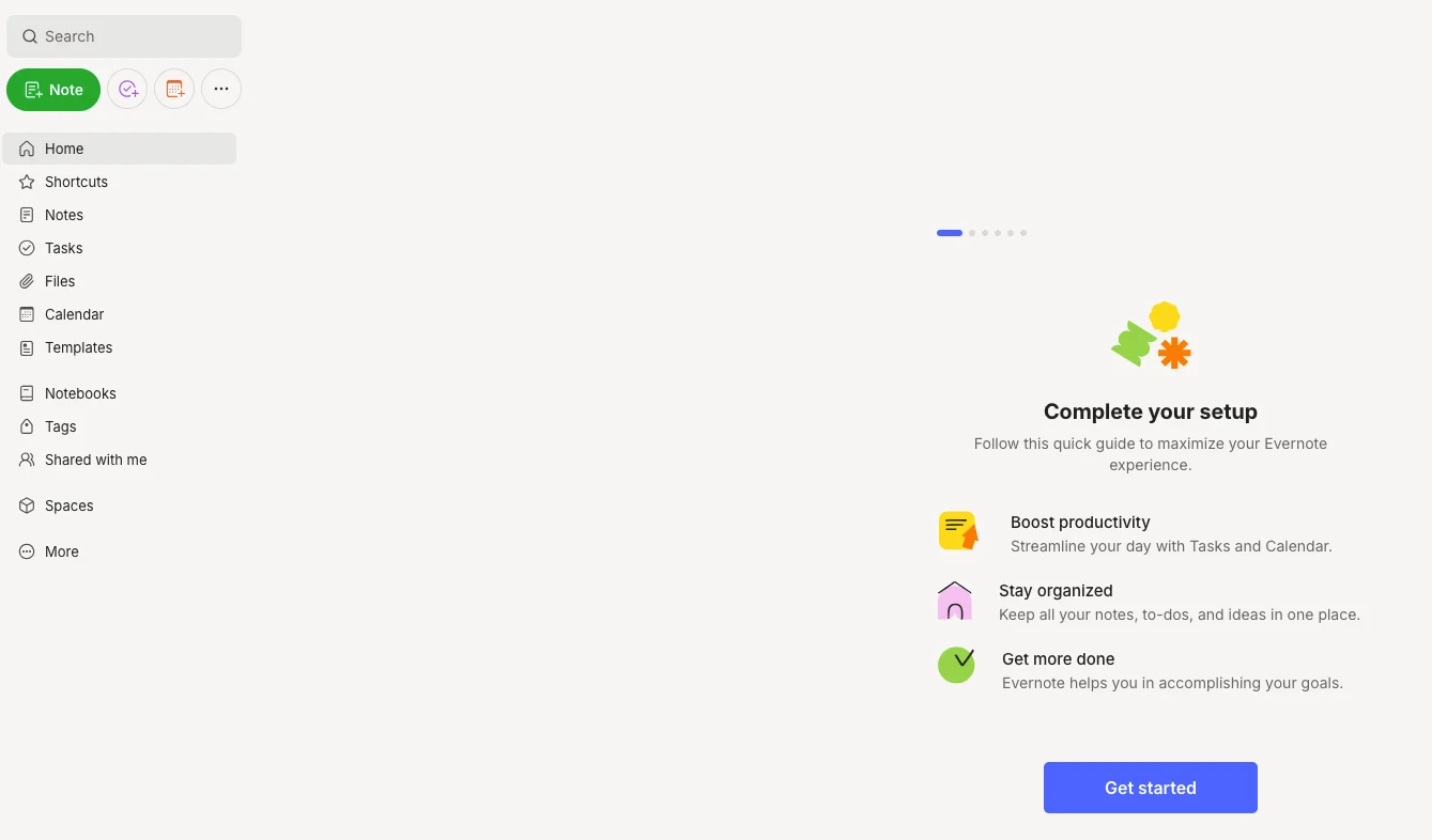 Evernote homepage