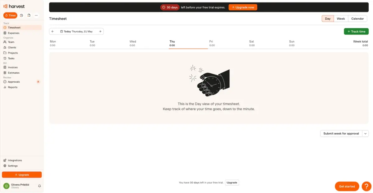 Harvest homepage