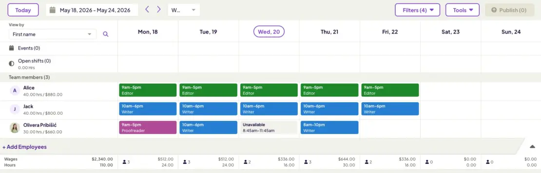 Homebase schedule