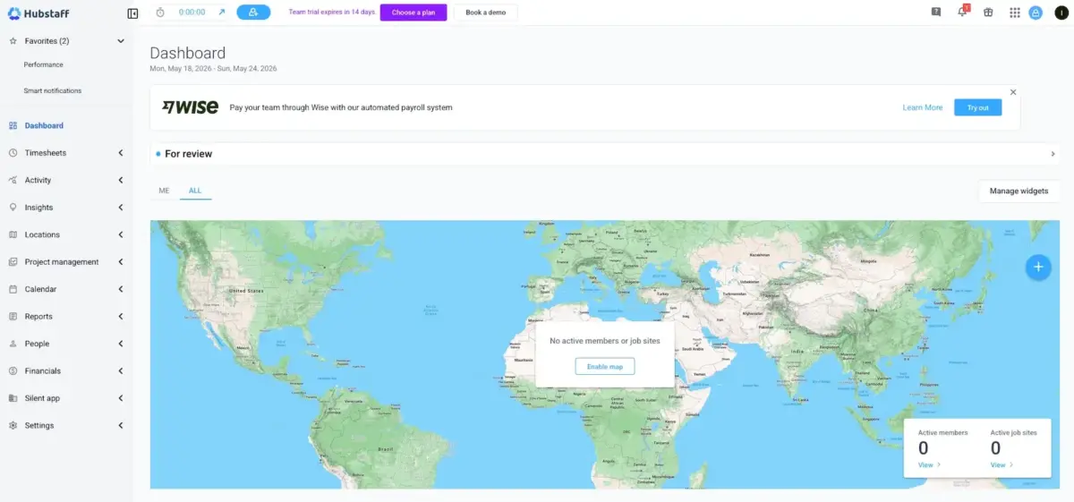 Hubstaff homepage