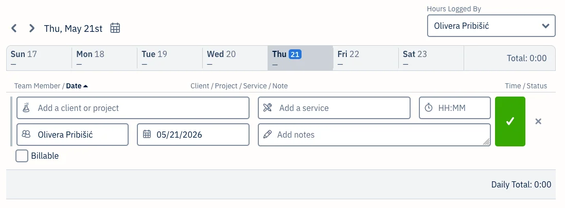 Manually adding time in FreshBooks