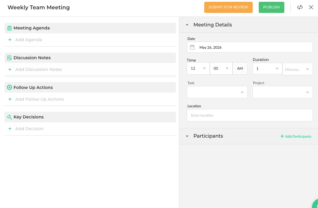 Meeting feature in nTask