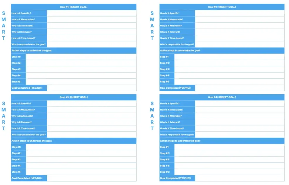 SMART Action Plan Template (+ Action Steps and Responsibilities)