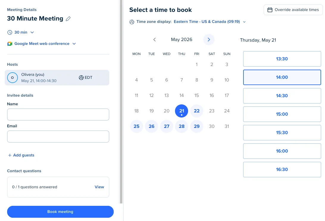 Setting event limits in Calendly