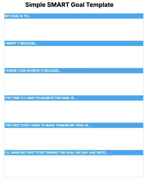 Simple SMART Goal Template