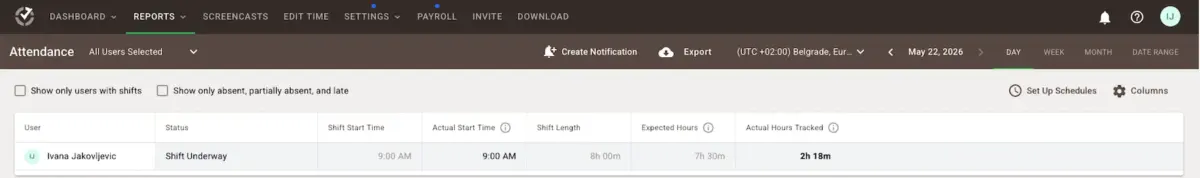 Time Doctor attendance reports
