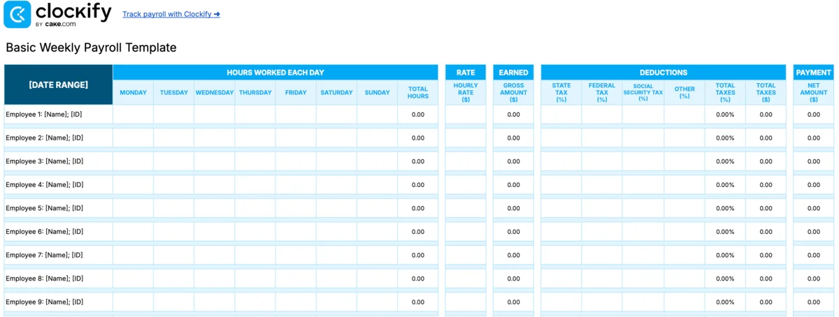 Try automatic payroll calculations in Google Sheets or Excel