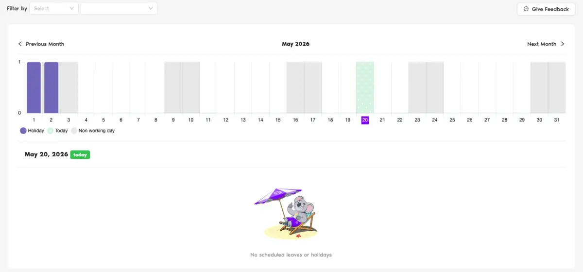 Vacation Tracker dashboard