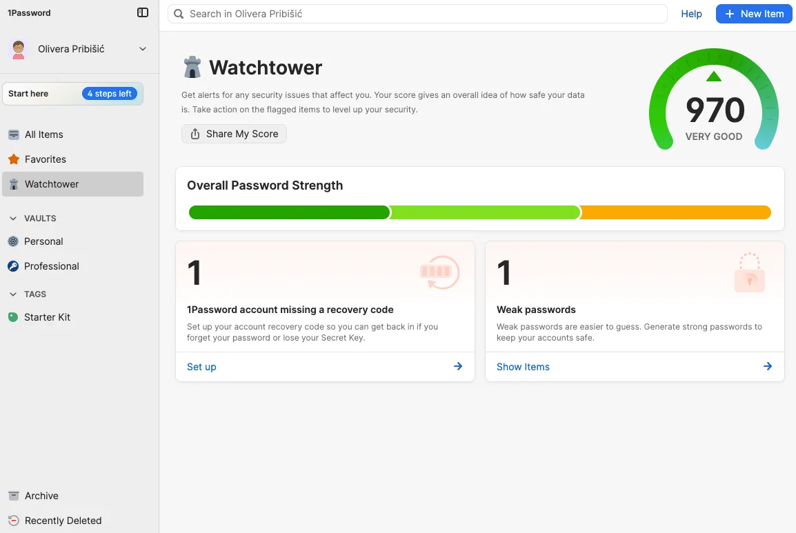 Watchtower in 1Password