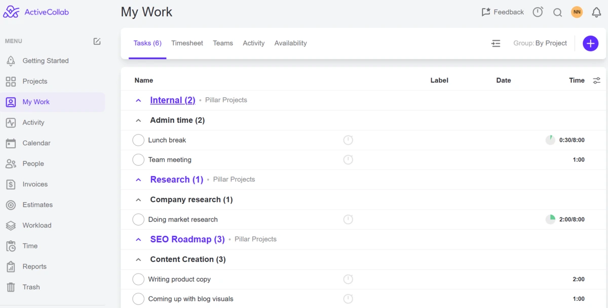 ActiveCollab homepage