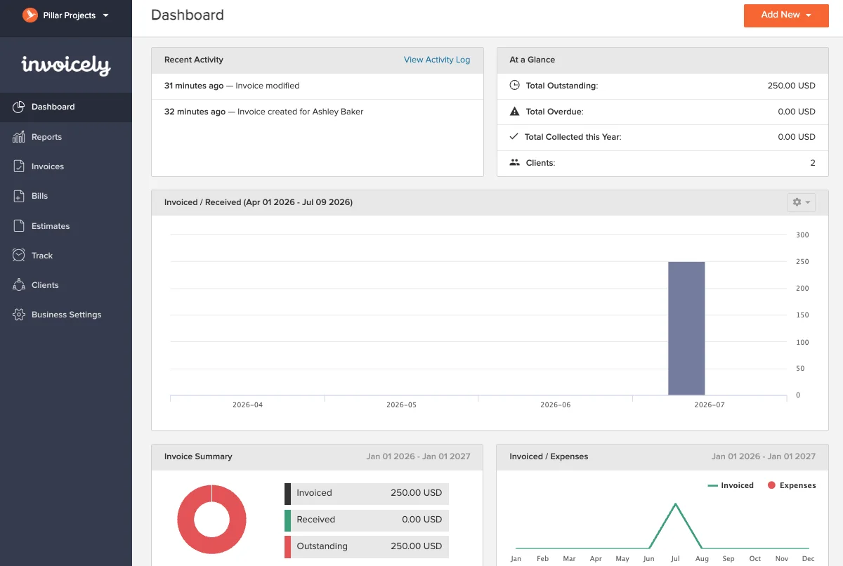 Invoicely homepage