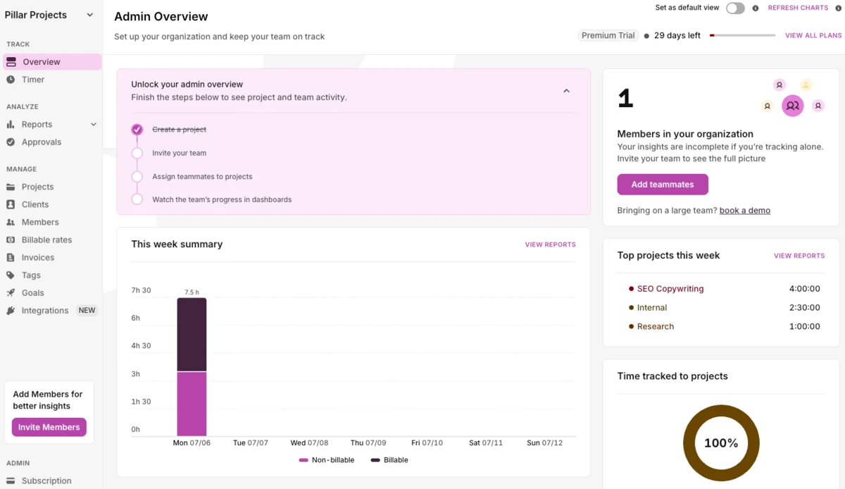 Toggl Track homepage