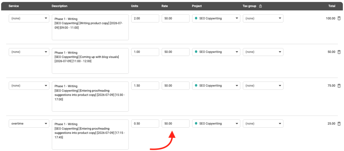 Invoice layout in Nutcache