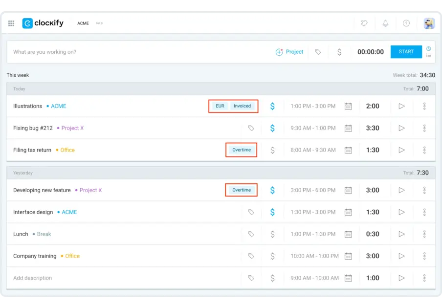 Adding tags in Clockify