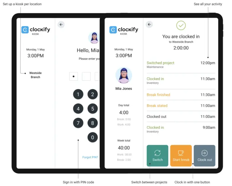 Clockify Kiosk