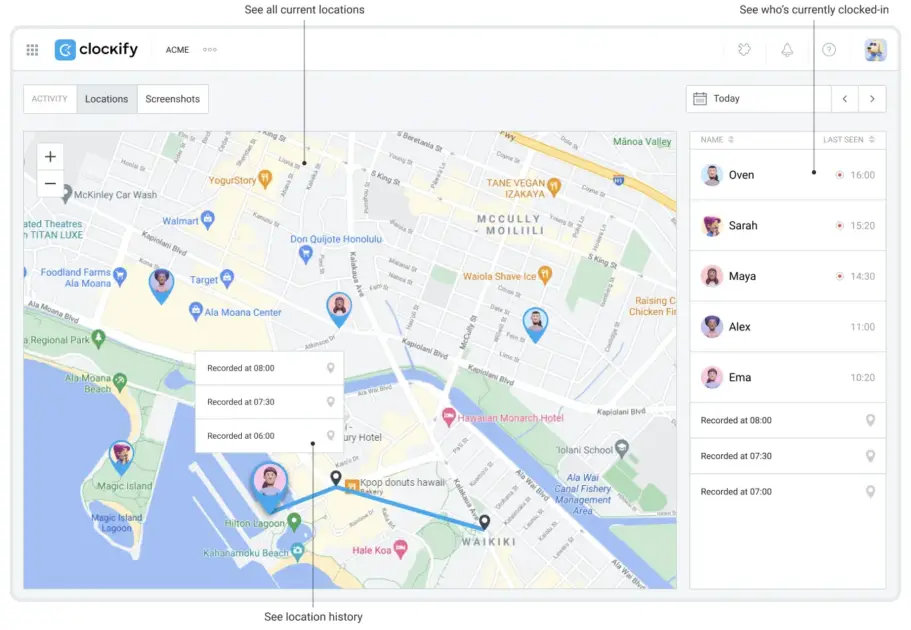 Clockify Location tracking