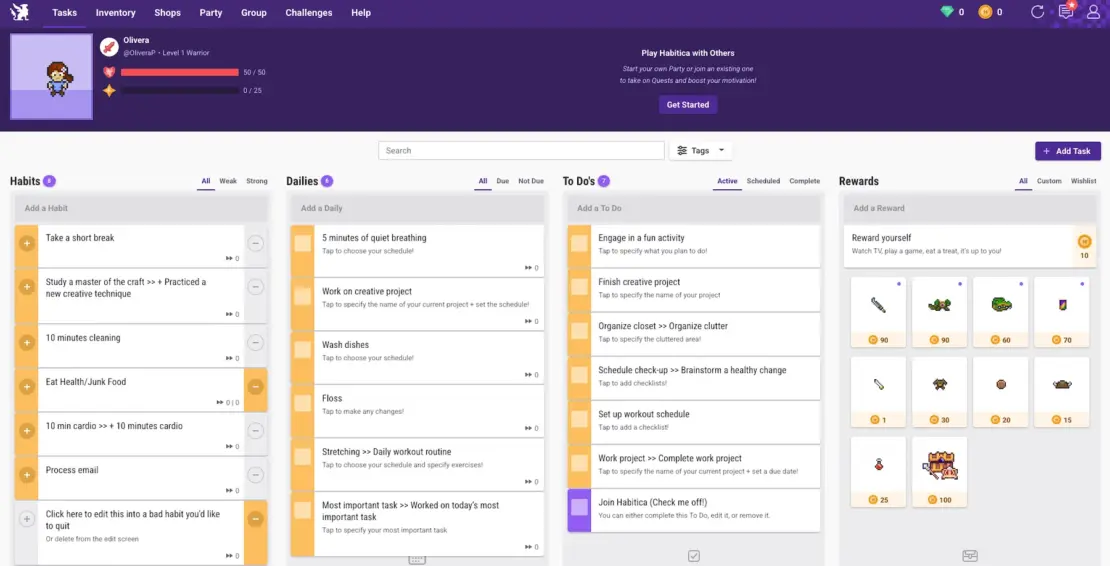 Habitica - homepage
