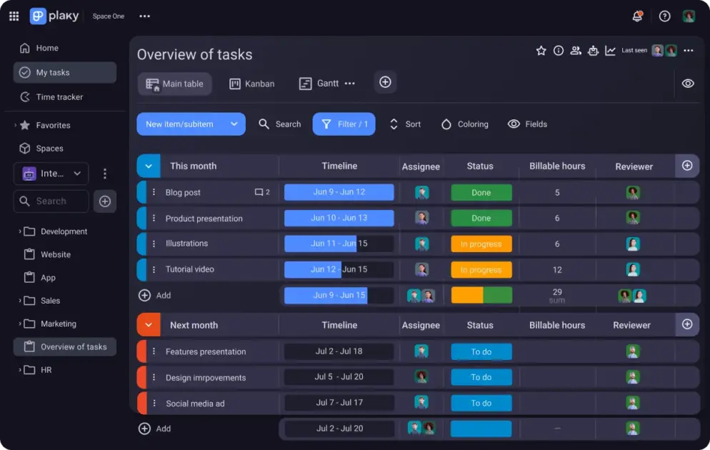 Project management tool Plaky