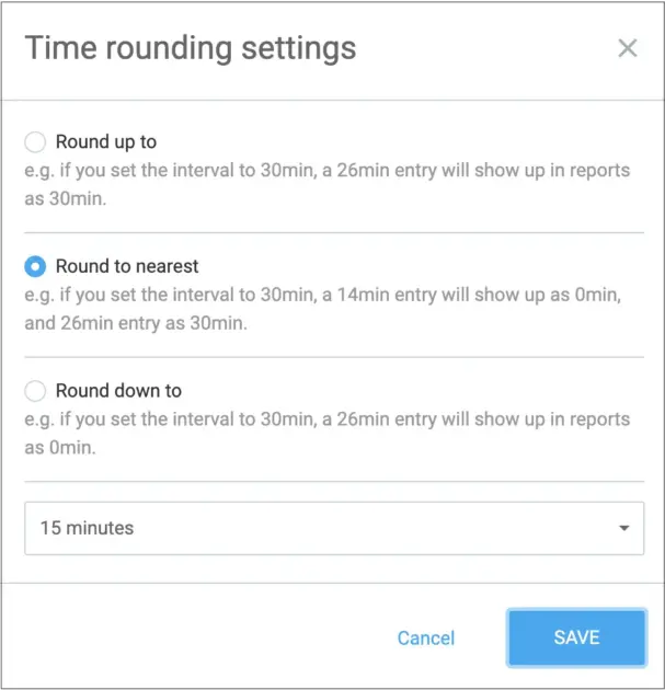 Time rounding in Clockify