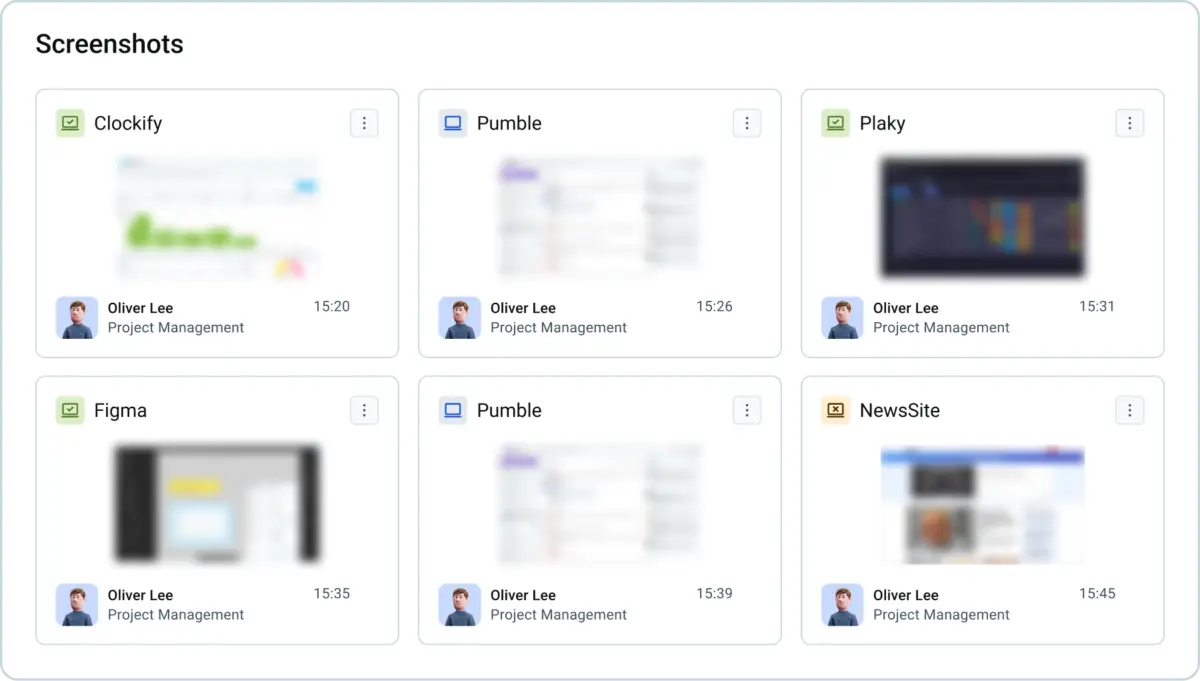 Blurred screenshots in Clockify