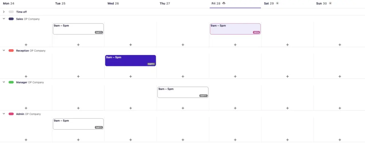 Schedule by role in Deputy