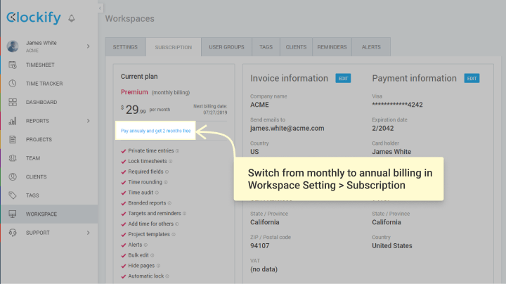 switch to annual billing