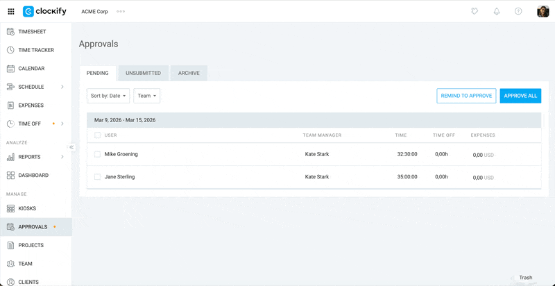edit pending timesheet