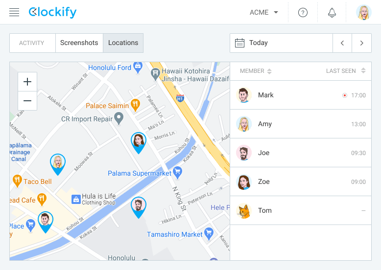 Location tracker clearance