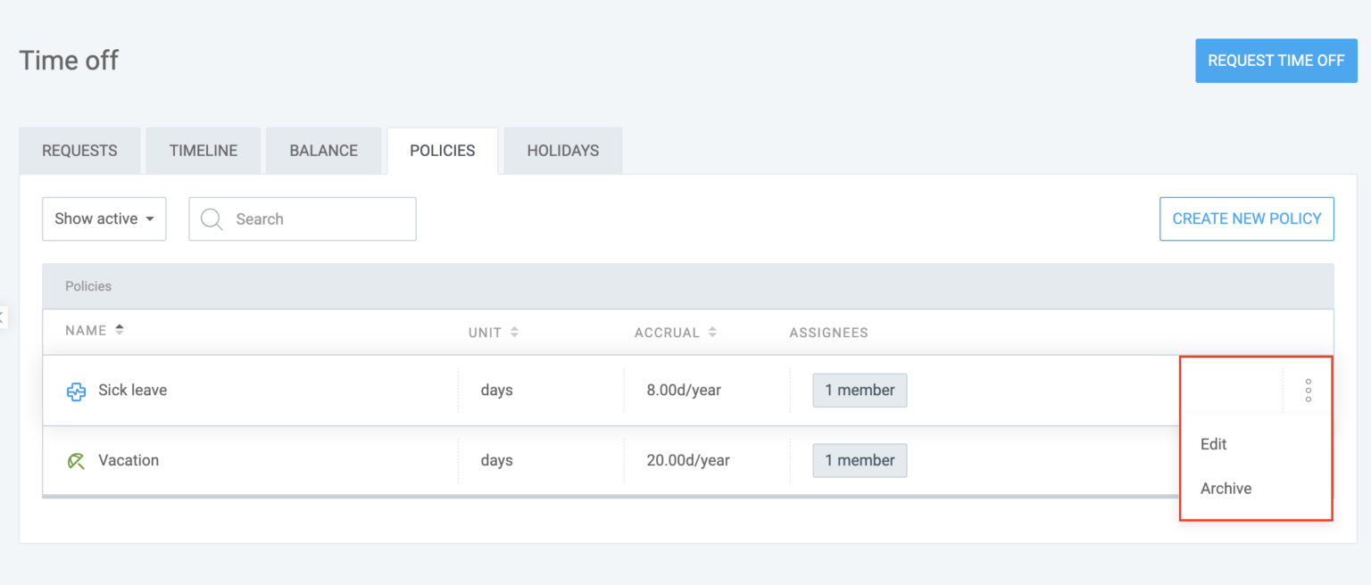 Create & manage time off policy - Clockify Help