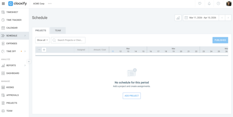 Clockify Scheduling Schedule projects - Clockify Help