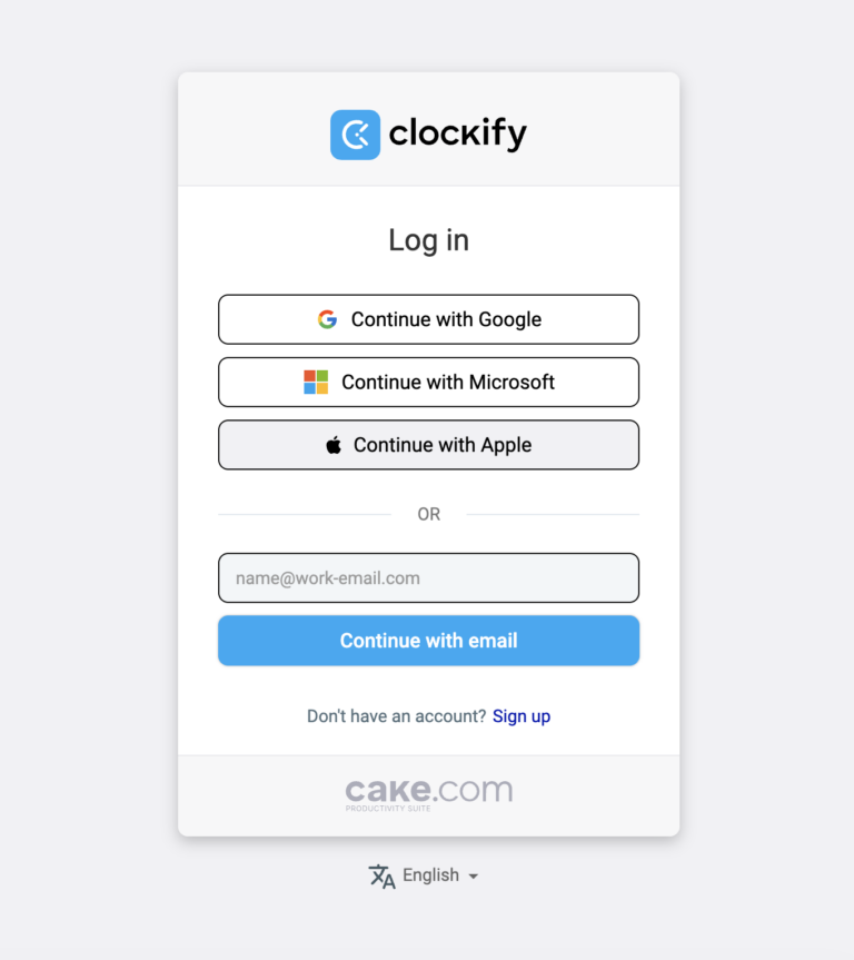 Clockikfy Registrarse e iniciar sesión en Clockify