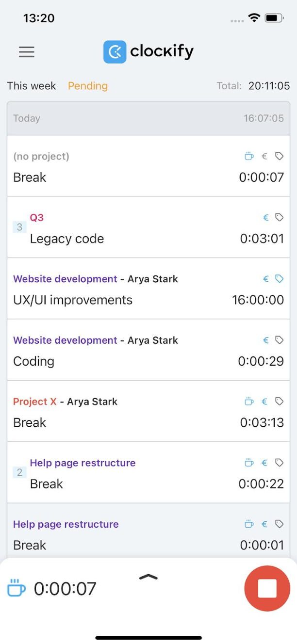 iOS app - Clockify Help