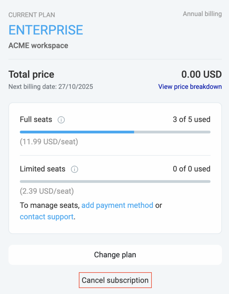 Cancel subscription - Clockify Help