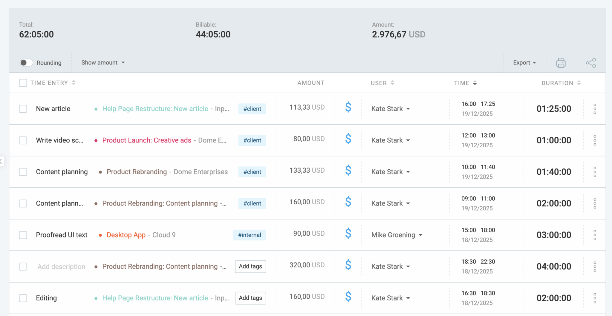 Reporting Help Line Understand & use your reports - Clockify Help