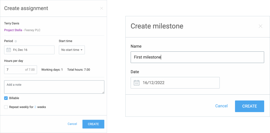 Creating project tasks and milestones.