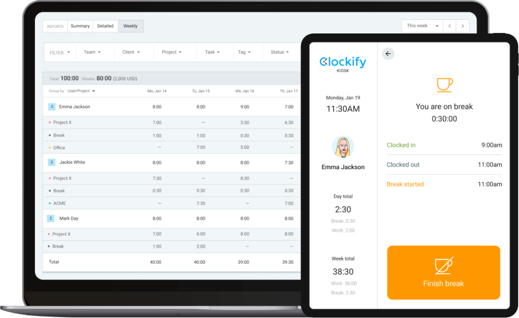 Control horario de empleados en web, móvil y kiosko