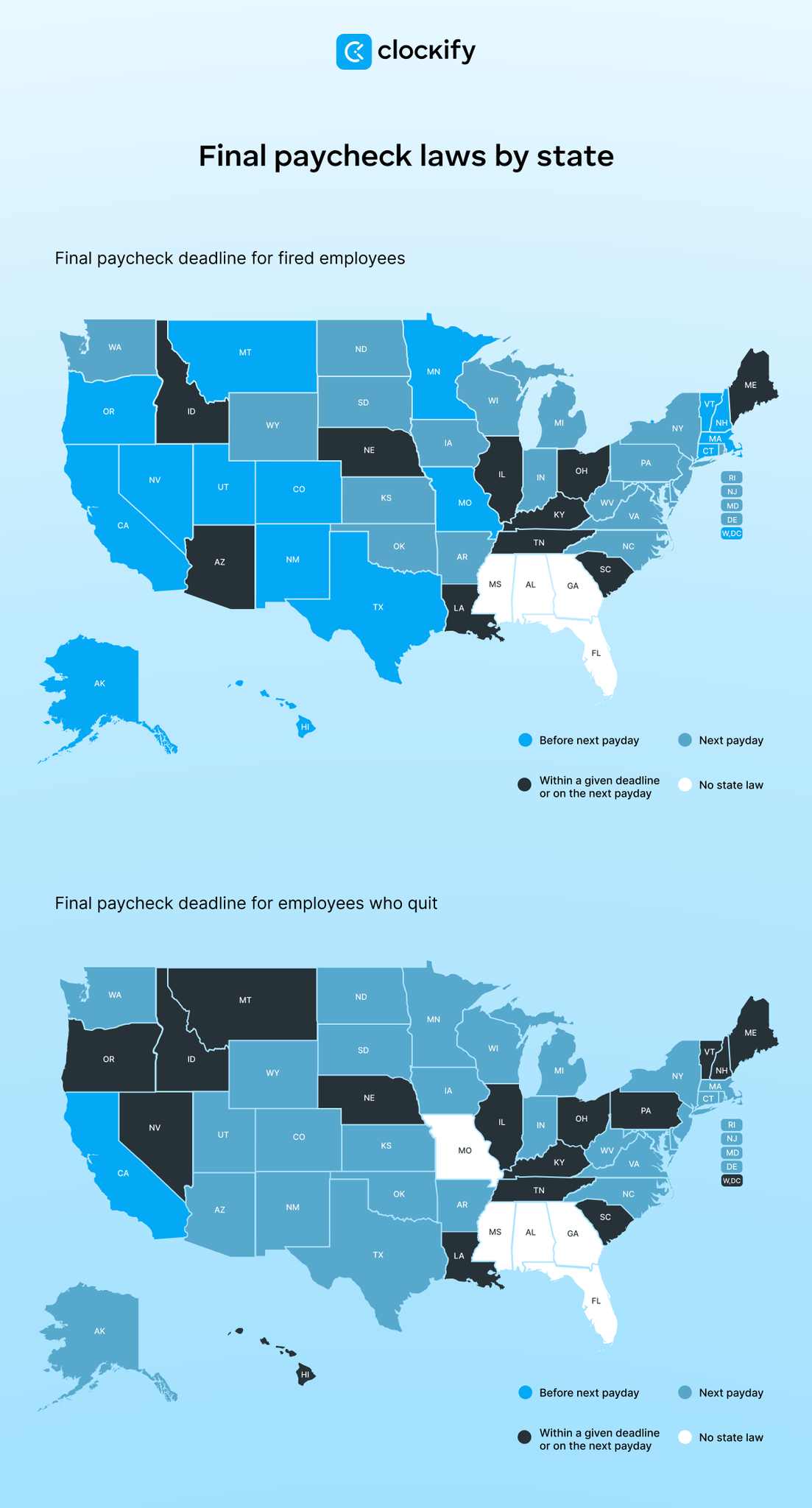 Final paycheck laws by state visual