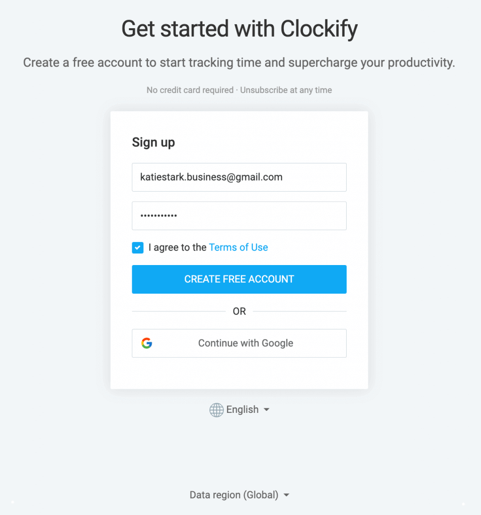 Getting started with Clockify.