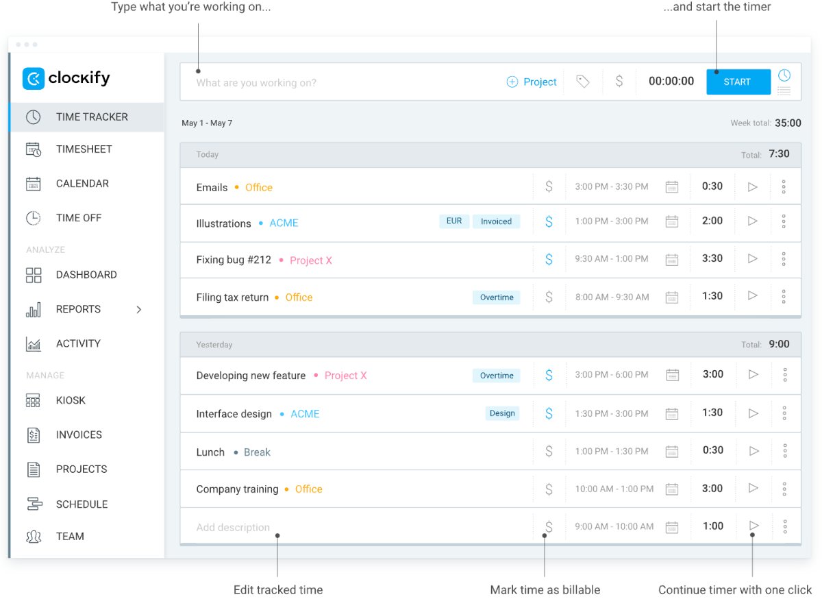 Clockify time tracker