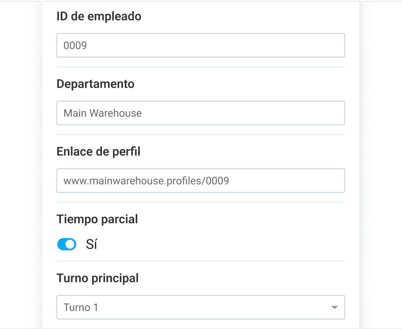 Información del empleado en Clockify