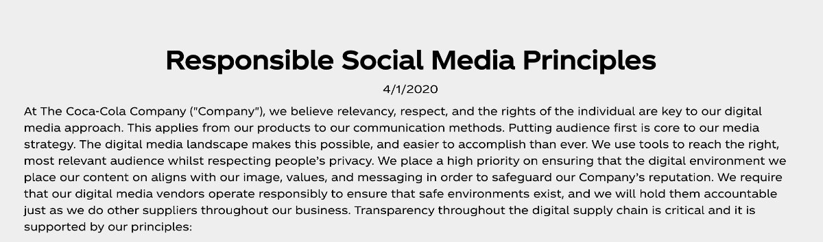 Coca-Cola social media policy