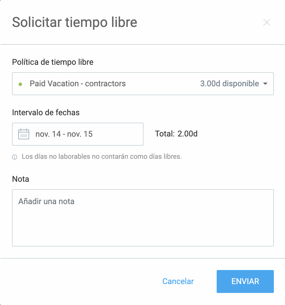 Solicitar tiempo libre en Clockify