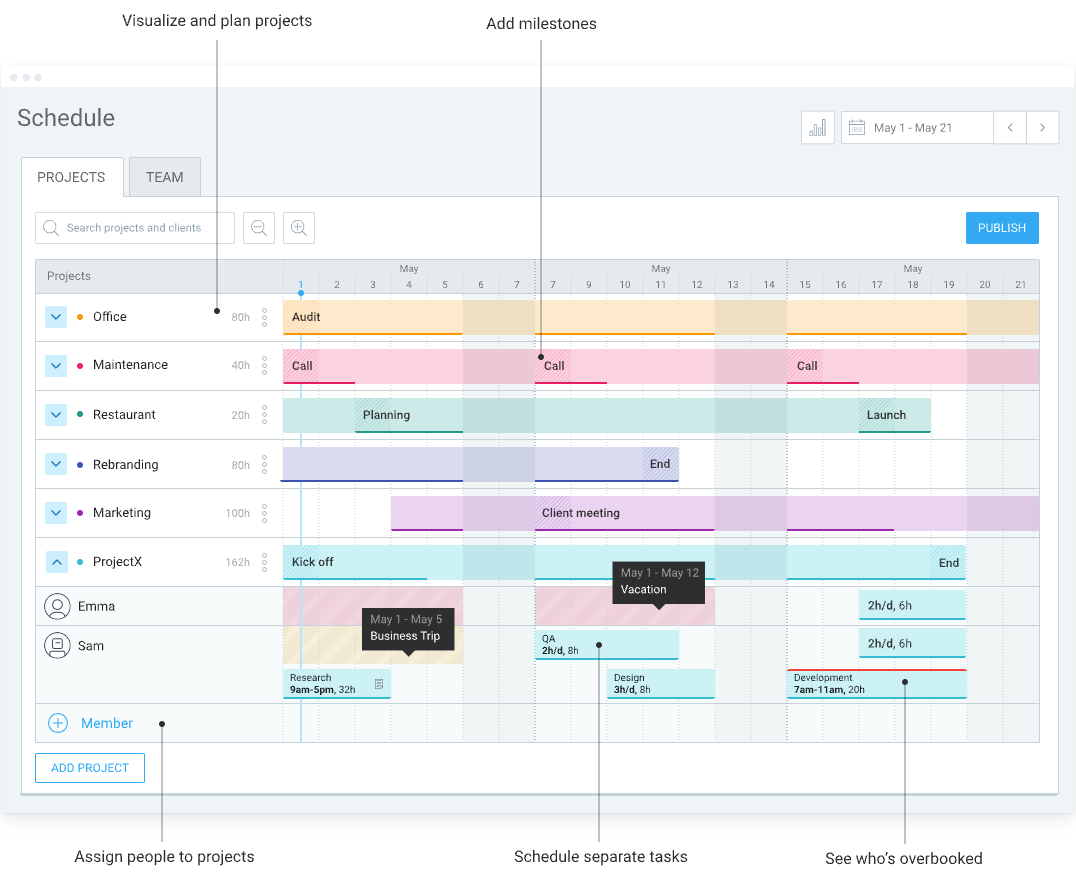 Scheduling in Clockify