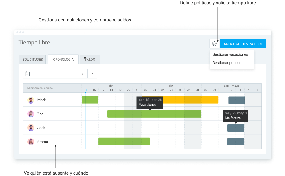 Función de Tiempo libre en Clockify