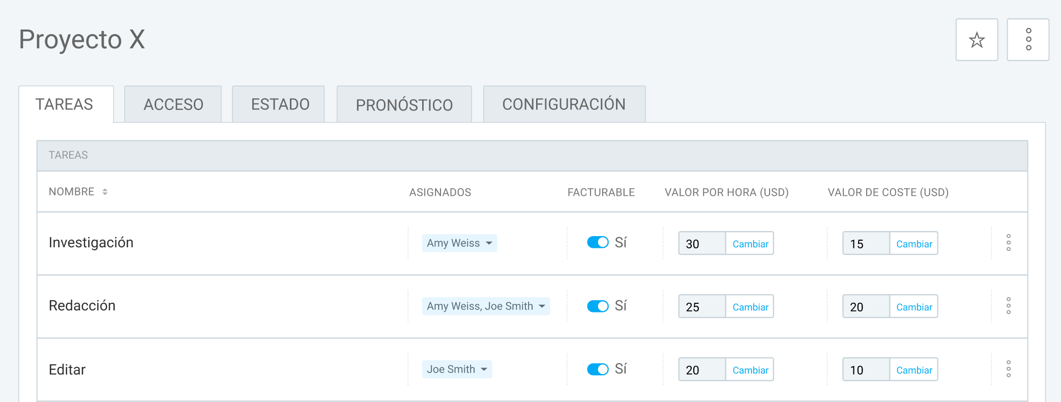 Establece tarifas por hora en Clockify